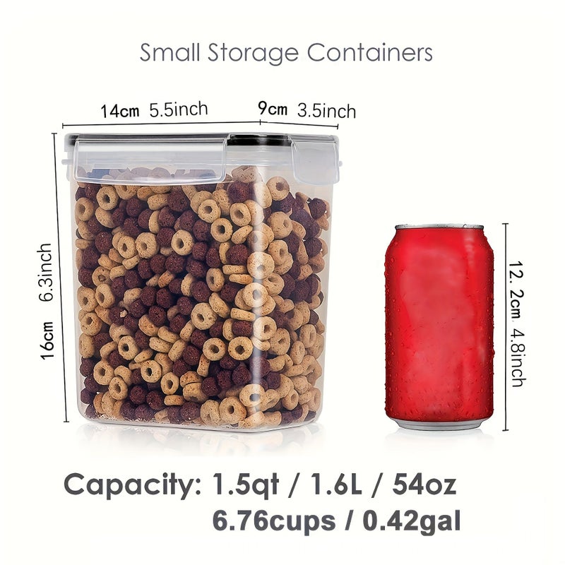 6 Pack 54 1oz Plastic Airtight Food Storage Containers Rectangular with Labels Dishwasher Safe for Cereal Flour Sugar Baking Supplies Bento Boxes Manual Operation No Electricity Needed - Image 5