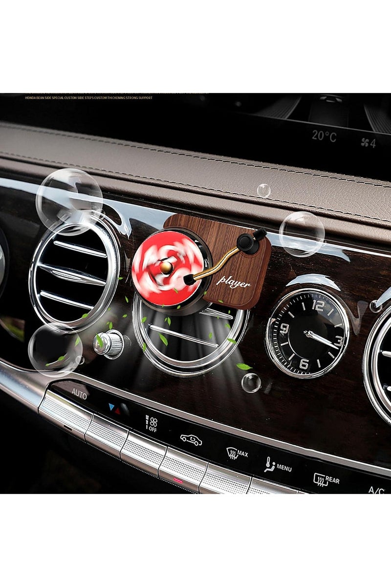 كيمايا معطر جو للسيارة، معطر جو بتصميم كلاسيكي، مع مشبك، على شكل مشغل أسطوانات، برائحة الفانيليا، مع 3 أقراص مدمجة زخرفية معطرة، هدية مثالية لعشاق الموسيقى، لون موكا. - Image 3