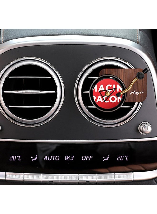 كيمايا معطر جو للسيارة، معطر جو بتصميم كلاسيكي، مع مشبك، على شكل مشغل أسطوانات، برائحة الفانيليا، مع 3 أقراص مدمجة زخرفية معطرة، هدية مثالية لعشاق الموسيقى، لون موكا. - Image 5