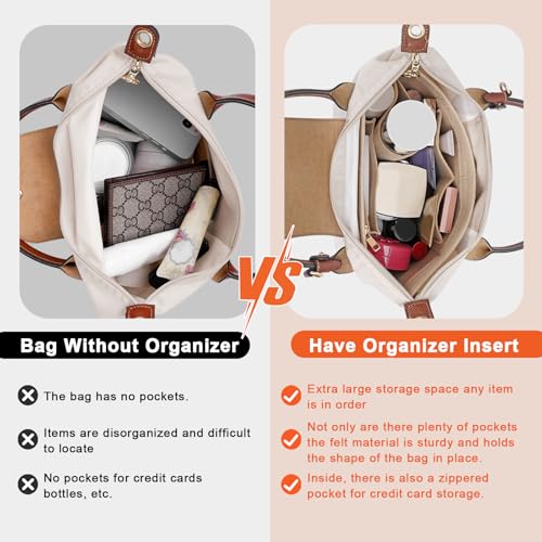 LOUKAYCCI Purse Organizer Insert for Le Pliage Medium Handbags Insert（EarthColor, Medium） - Image 3