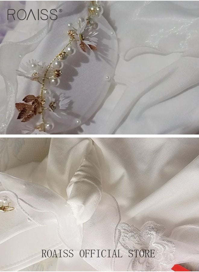 roaiss - Women's Chiffon Hijab Muslim Casual Scarf Floral Pearl Turban for Ladies Beading Decoration Versatile All Seasons Wearable Traditional Wear Hijab - Image 1