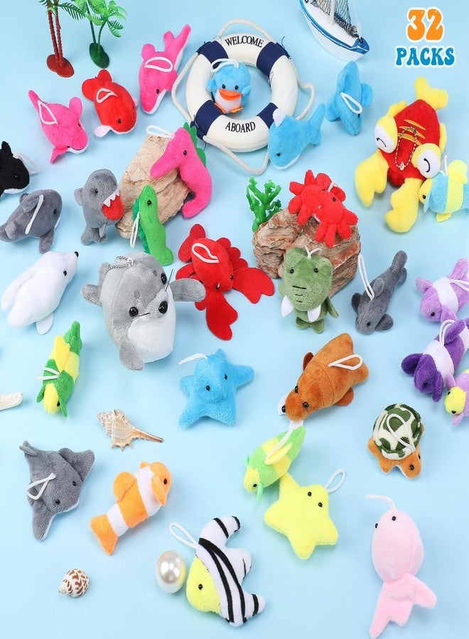 Skylety 32 Pcs Mini Animal Plush Toy Assortment Cute Animals Keychain Decoration Small Stuffed Toys Bulk Gift for Halloween Thanksgiving Christmas Carnival Prize Party Favor(Marine Animals) - Image 4