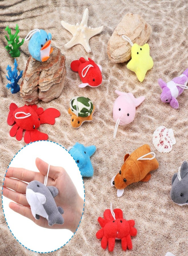 Skylety 32 Pcs Mini Animal Plush Toy Assortment Cute Animals Keychain Decoration Small Stuffed Toys Bulk Gift for Halloween Thanksgiving Christmas Carnival Prize Party Favor(Marine Animals) - Image 3