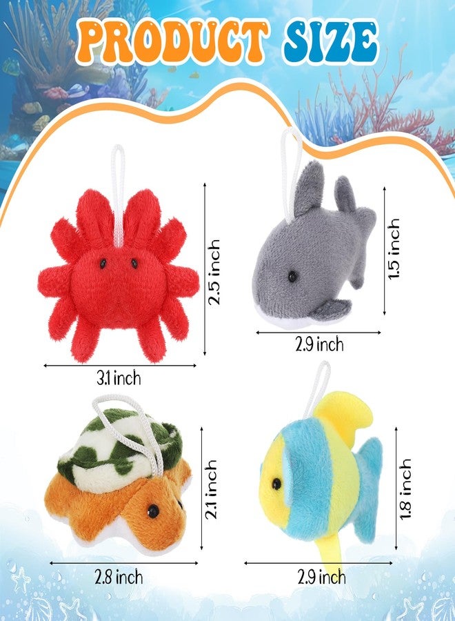 Skylety 32 Pcs Mini Animal Plush Toy Assortment Cute Animals Keychain Decoration Small Stuffed Toys Bulk Gift for Halloween Thanksgiving Christmas Carnival Prize Party Favor(Marine Animals) - Image 2