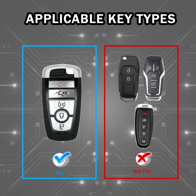 QBUC Heavy Key Fob Cover for Ford, Key Fob Case Fits for Ford F150 Explorer Fusion Escape Edge Expedition Full Protection F150 - F550 Bronco Maverick Mustang Keychain Accessories (Black, 5 Buttons) - Image 2