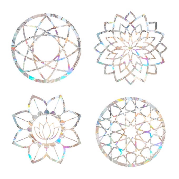 MANDALA STATIC WINDOW CLINGS ANTI COLLISION DECALS FOR BIRD STRIKES GLASS AWARENESS SET OF 8