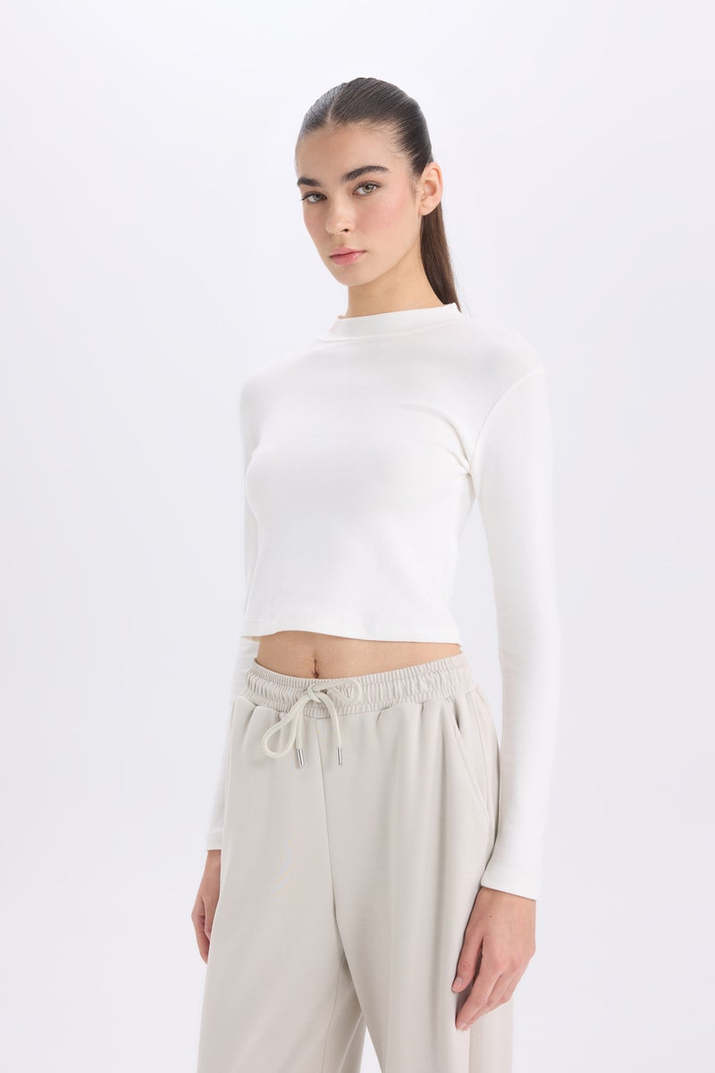 DeFacto Woman Slim Fit Half Turtleneck Modal T-Shirt - Image 1