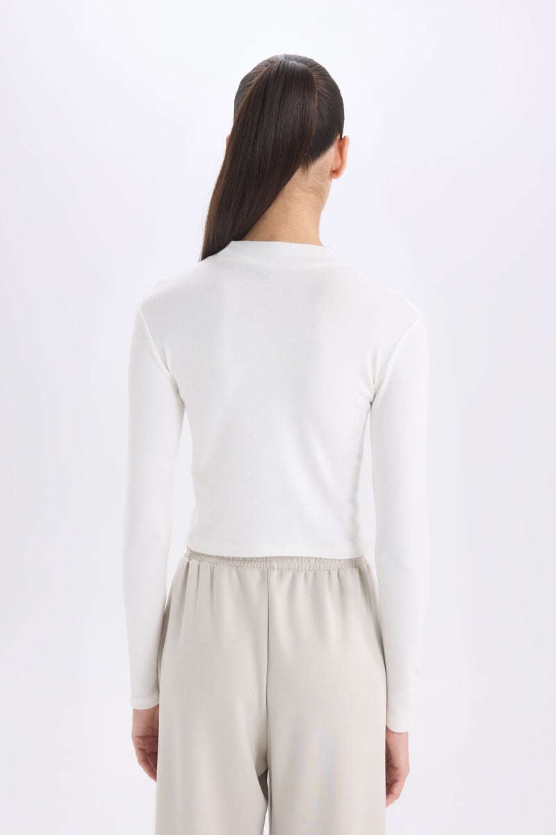DeFacto Woman Slim Fit Half Turtleneck Modal T-Shirt - Image 5
