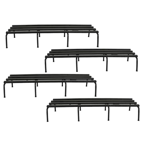 Pivalo Rectangular Plant Stand Galvanized Metal Flower Pot Holder Gamla Support Corner Rack Outdoor Potted Planter Display Shelf for Home Garden Balcony Decoration - (Pack of 4, Black) - Image 3
