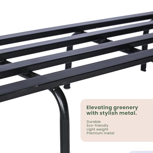 Pivalo Rectangular Plant Stand Galvanized Metal Flower Pot Holder Gamla Support Corner Rack Outdoor Potted Planter Display Shelf for Home Garden Balcony Decoration - (Pack of 4, Black) - Image 5