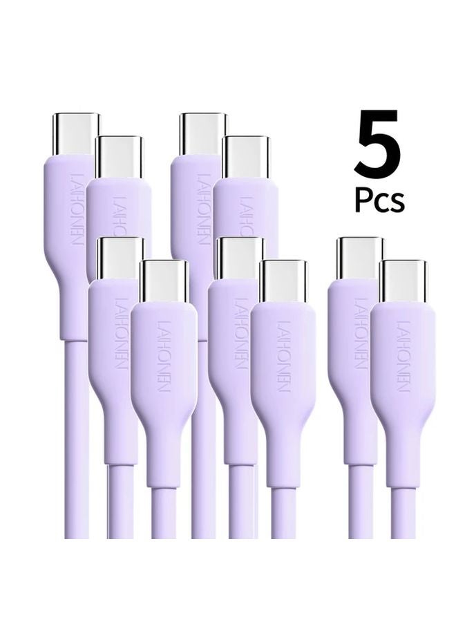 5pcs Pink 60W PD Fast Charging Cable USB C Cable 6 6ft for iPhone Samsung - Image 3