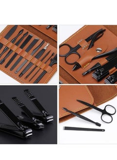 Generic Manicure Pedicure Set 16 in 1 Stainless Steel Professional Nail Clippers Scissors Grooming Kit Nail Care Tools with Luxurious Case  - Image 2