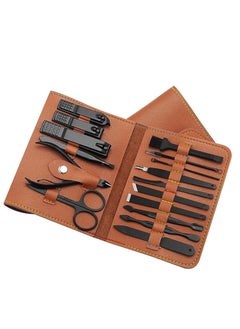 Generic Manicure Pedicure Set 16 in 1 Stainless Steel Professional Nail Clippers Scissors Grooming Kit Nail Care Tools with Luxurious Case  - Image 1