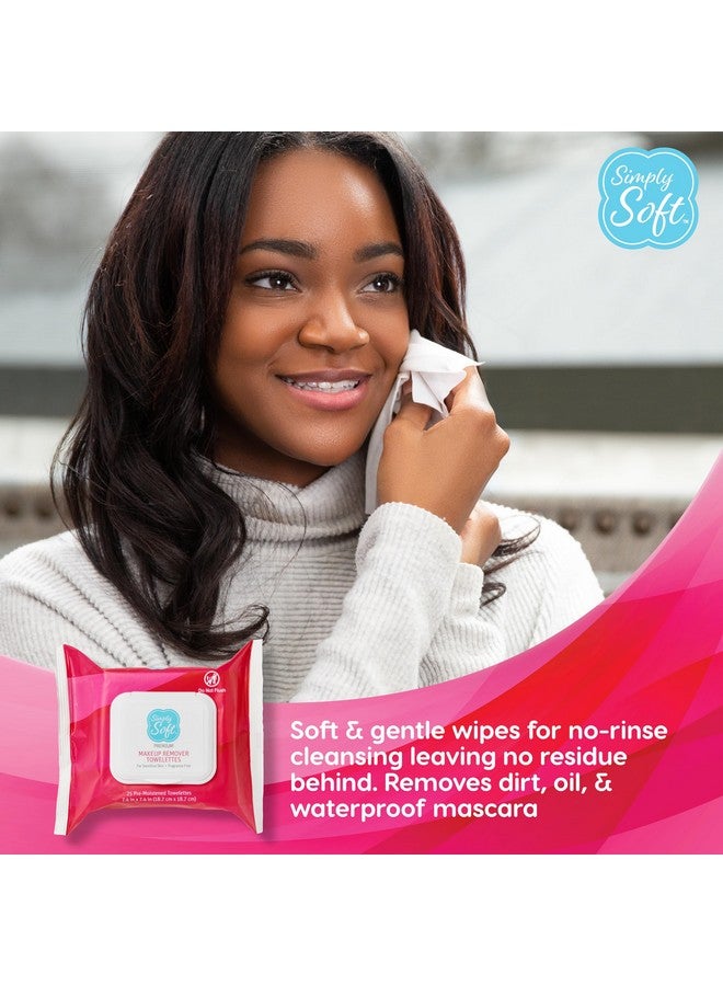 Simply Soft Premium Makeup Remover Towelettes 50 ct (2 - 25 Count Flip-top Packs), Fragrance-Free Makeup Wipes for Sensitive Skin, Hypoallergenic, pH Balanced Eye Makeup Remover Wipes, Face Wipes - Image 3