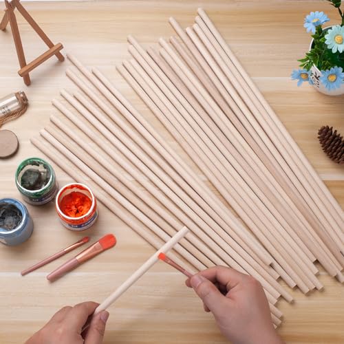 Coowayze Wood Dowels Wooden Dowel Rods for Crafts, 25PCS 3/8 x 18 Round Macrame Wooden Sticks for Crafting, Unfinished Hardwood Sticks for Arts and DIYers, Tiered Cake Support and Wedding Ribbon Wands - Image 3