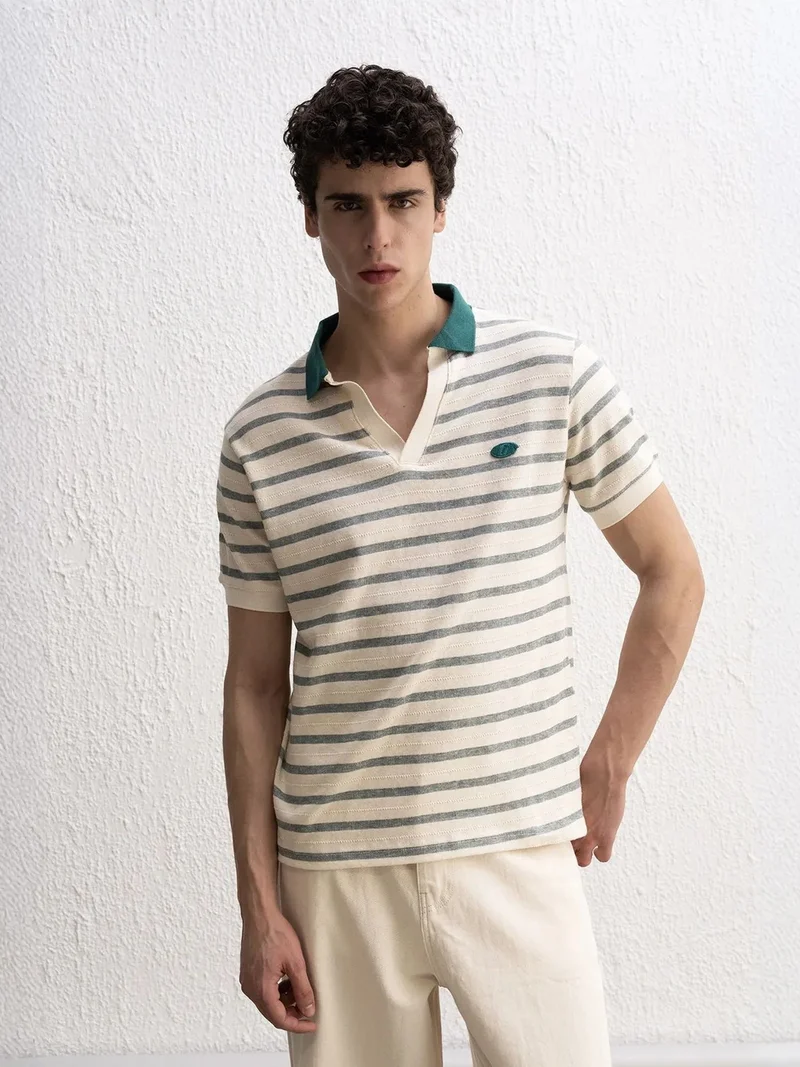 جيستو GIESTO Striped Polo Collar T-Shirt