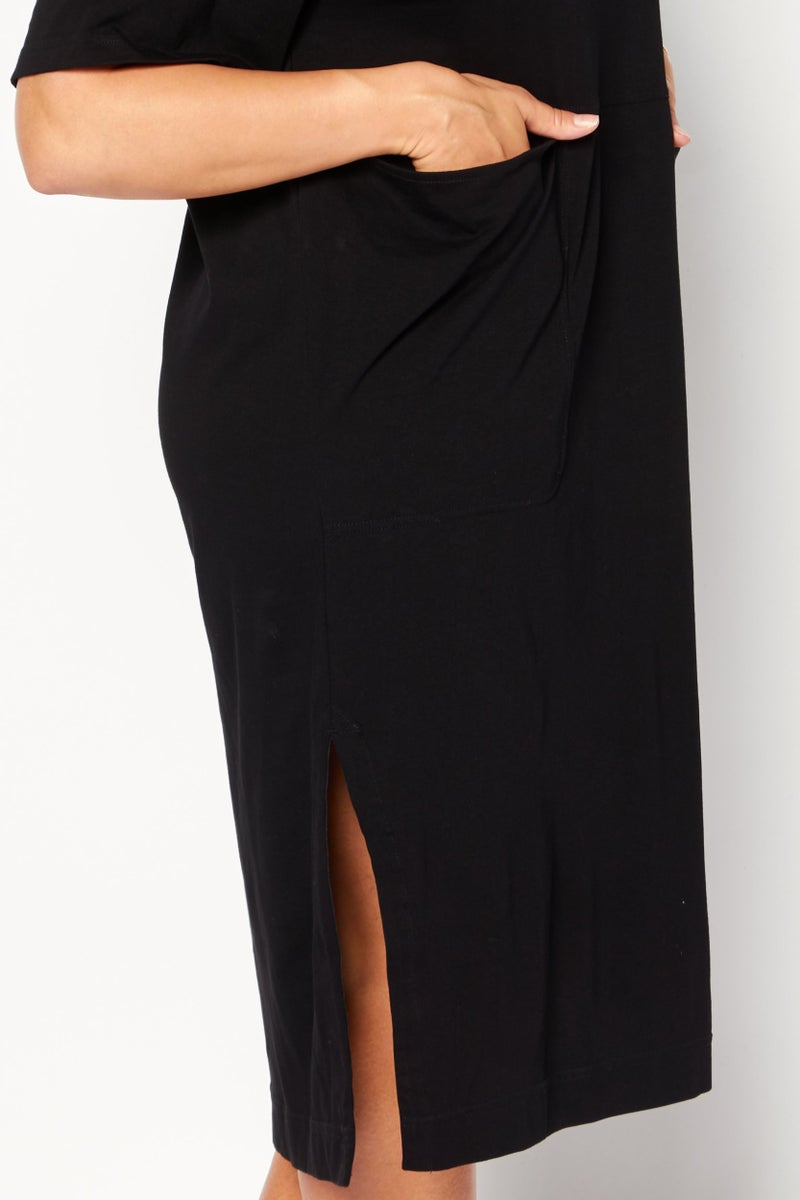 DIESEL Women Plain Midi Dress, Black  - Image 3