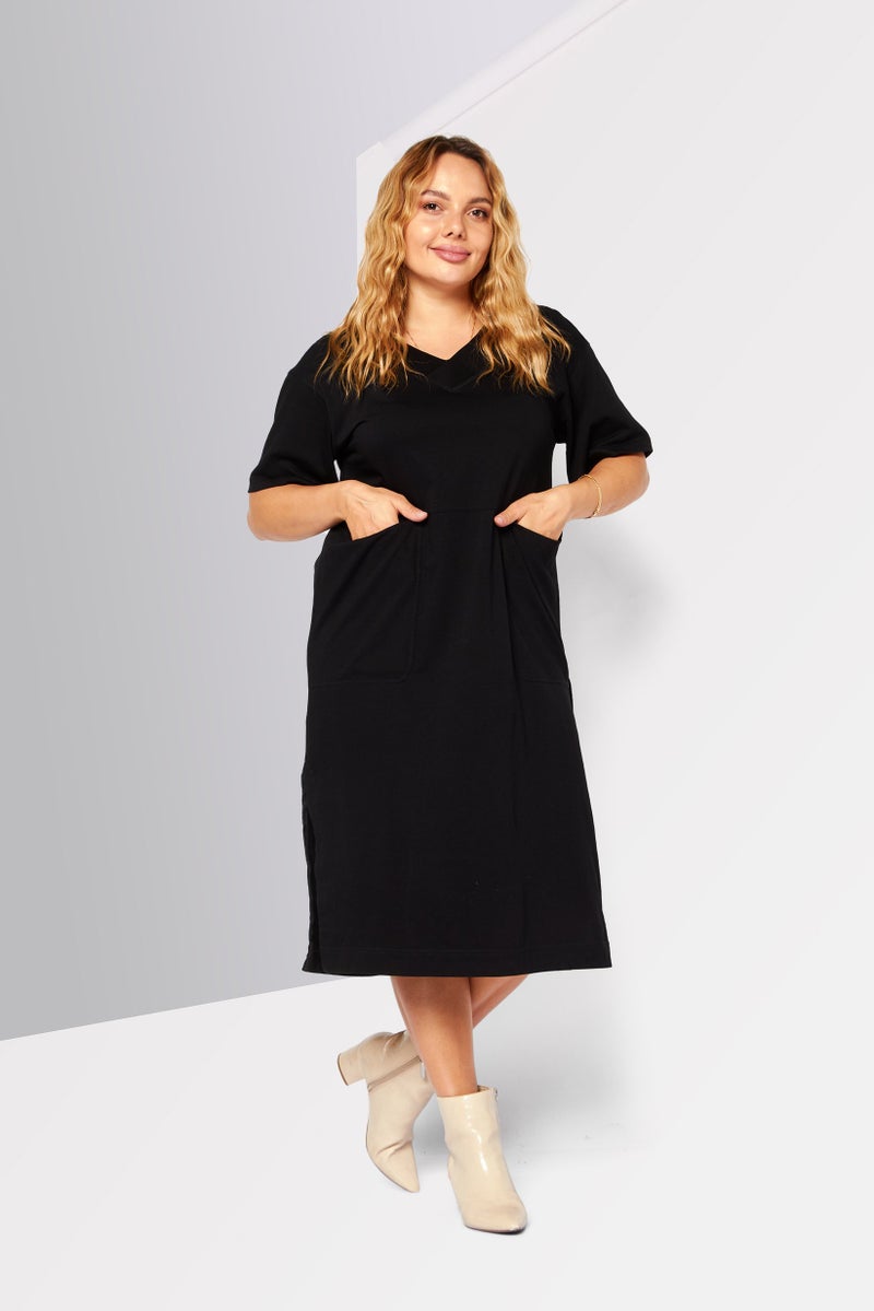DIESEL Women Plain Midi Dress, Black  - Image 2