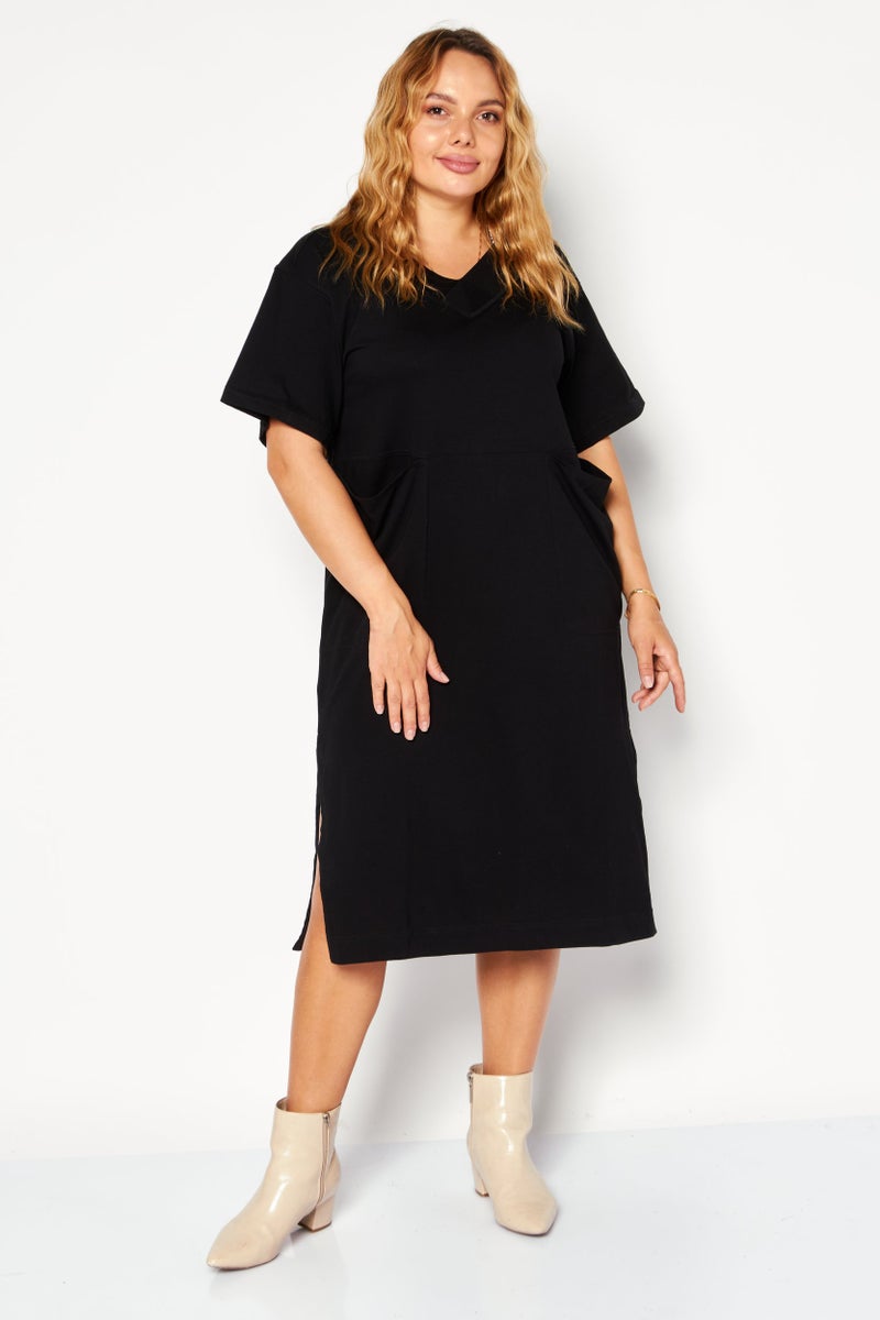 DIESEL Women Plain Midi Dress, Black  - Image 1