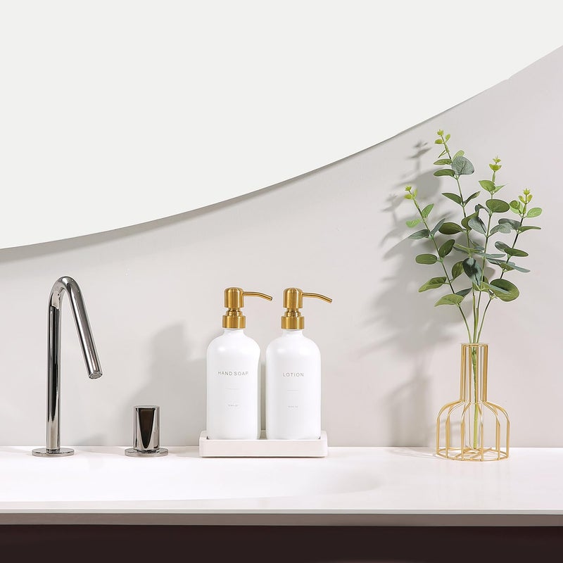 Prus Waso Gold Soap Dispenser Bathroom Set, Hand and Lotion Dispenser with Stainless Steel Pump, Perfect for Modern Bathroom Decor. (Gold) - Image 3