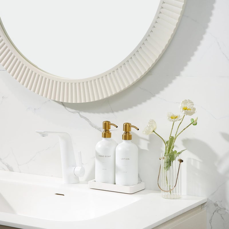 Prus Waso Gold Soap Dispenser Bathroom Set, Hand and Lotion Dispenser with Stainless Steel Pump, Perfect for Modern Bathroom Decor. (Gold) - Image 5