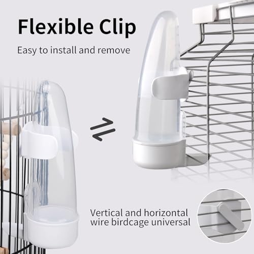 YOOSO WING Bird Feeder Automatic Bird Water Dispenser Set for Cage No Mess Parakeet Cage Water Dispenser PP Material, 200ml/6.8fl oz (2PCS) - Image 5