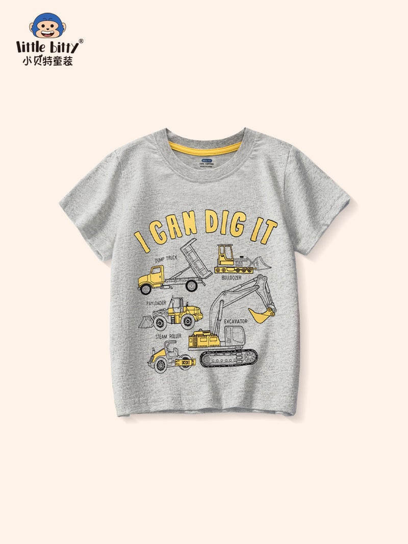 2025 New Summer Kidsren's Cartoon Car Short-Sleeved T-Shirt Tops Boys Fashion European and American Pure Cotton T-Shirt Tops - Image 3