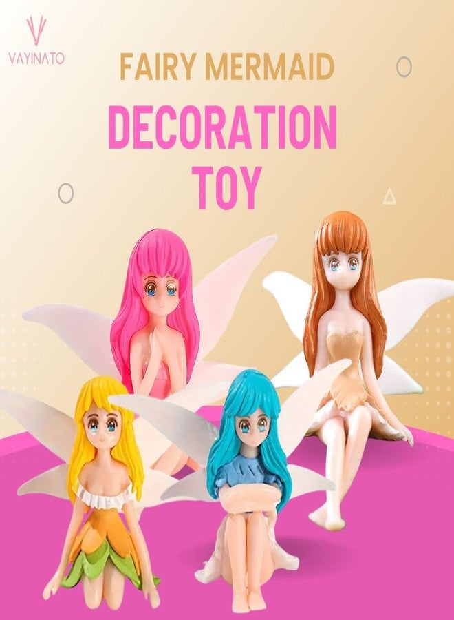 VAYINATO® Winged Fairy Mermaid Ornament | Cute Resin Toys for Aquarium Fish Tank Decoration and Desk, Terrarium, Cake and Indoor DIY Decorations By Petzlifeworld (Pack of 4) - Image 3
