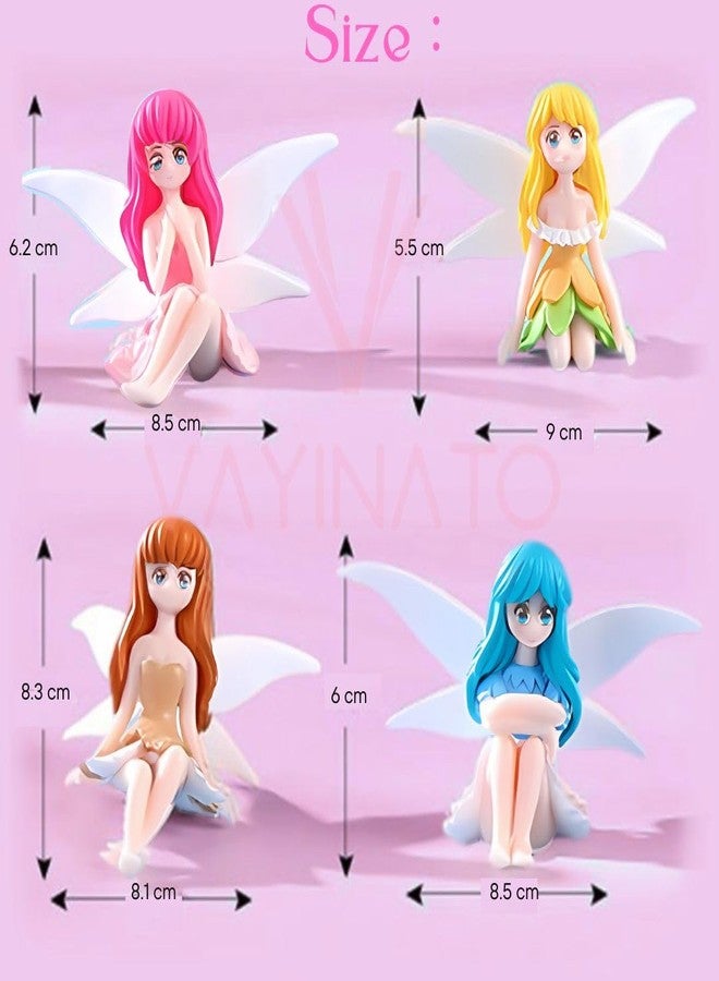 VAYINATO® Winged Fairy Mermaid Ornament | Cute Resin Toys for Aquarium Fish Tank Decoration and Desk, Terrarium, Cake and Indoor DIY Decorations By Petzlifeworld (Pack of 4) - Image 1