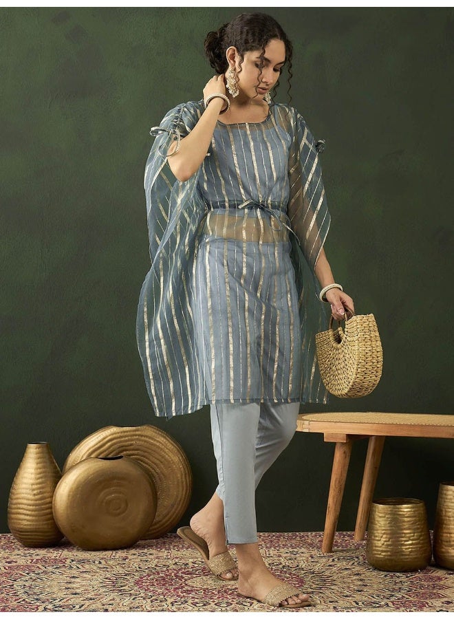 AKS Pure Cotton Ethnic Crop Top & Pant With Zari work Kaftan  - Image 4