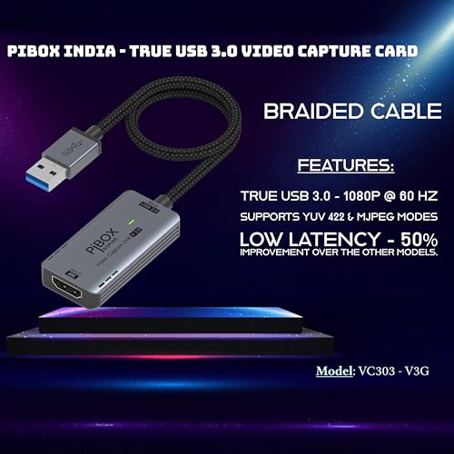 pibox India Upgraded Video Capture Card Cable GEN 3 60 FPS, PiBOX INDIA 4K HDMI to USB 3.0 MJPEG YUV Game Capture Device Aluminium Windows Android Mac,HD 1080P 60fps Video Live Streaming Gaming, Teaching - 2024 - Image 5