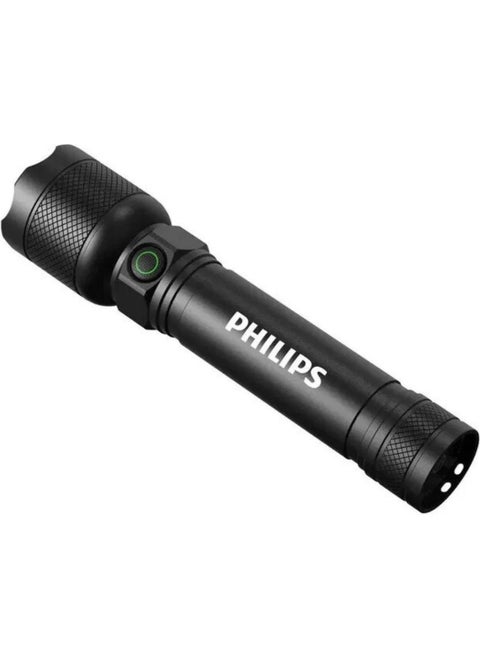 Philips SFL2188/93 450 Lumen 200 Meter Range IP55 Waterproof 2200MAH Type-C Rechargeable LED Flashlight Black