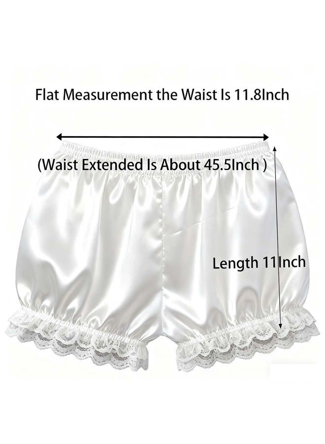 Patiky Womens Lolita Lace Pumpkin Pants Bloomers Shorts Cute Security Short Pants for Girl NK02 (White) - Image 4