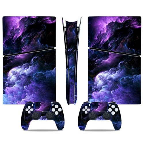 CXWITHY Skin Sticker for PS5 Slim Digital, Protective Vinyl Decal Game Accessories Cover for Console and Controller (Purple) - Image 1