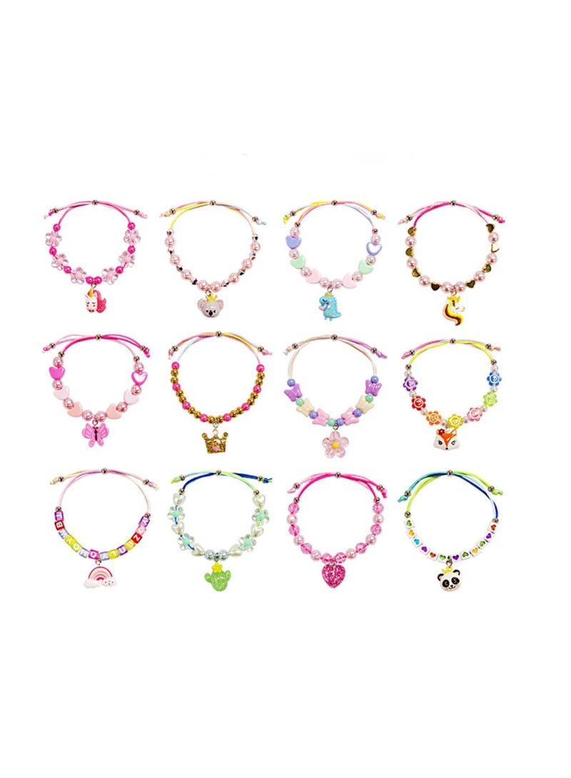 Excefore Cute Kids Bracelets, Beaded Bracelets for Girls, Colourful Toddler Hand Jewelry, Children Costume Jewelry Accessory, Little Girl Plastic Bracelets, Party Favor Girls Gifts  12 PCS - Image 1
