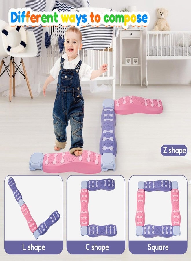 Miereirl 8Pcs Stepping Stones for Kids Balance Beam Toddler Non-Slip Plastic Balance Stepping Stones Sensory Toys for Toddlers, Indoor or Outdoor Play, for Age 3-5 Years, Pinkish Purple - Image 2