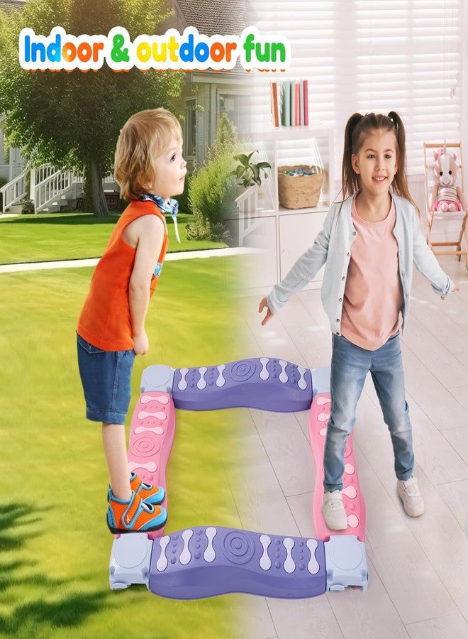 Miereirl 8Pcs Stepping Stones for Kids Balance Beam Toddler Non-Slip Plastic Balance Stepping Stones Sensory Toys for Toddlers, Indoor or Outdoor Play, for Age 3-5 Years, Pinkish Purple - Image 5
