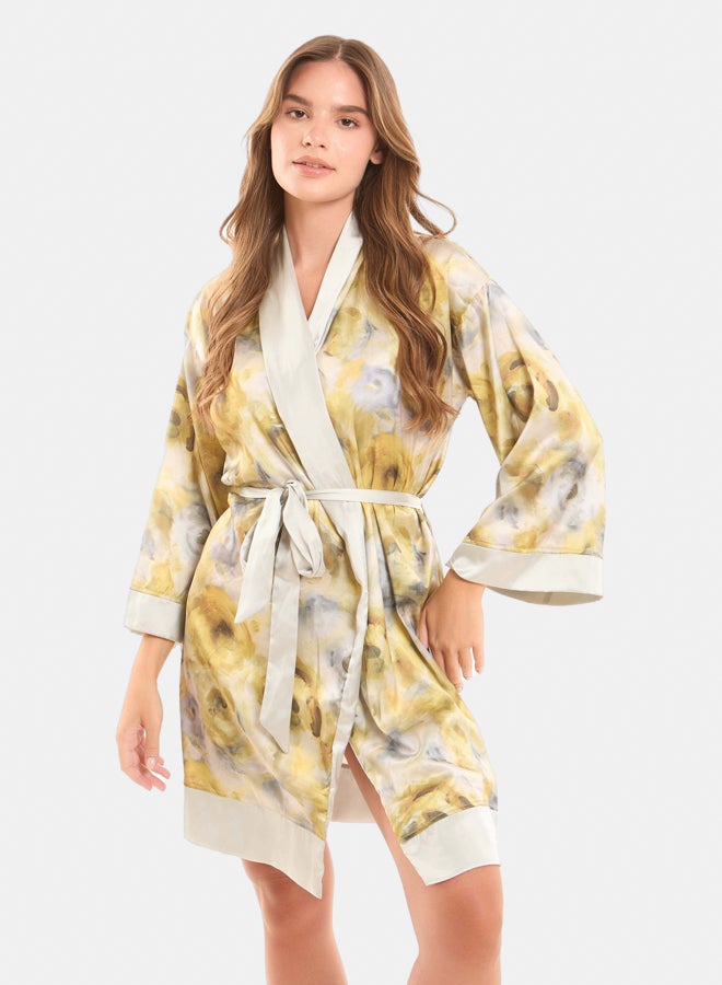 DALYDRESS Women  Robe   with Contrast Yellow - Image 1