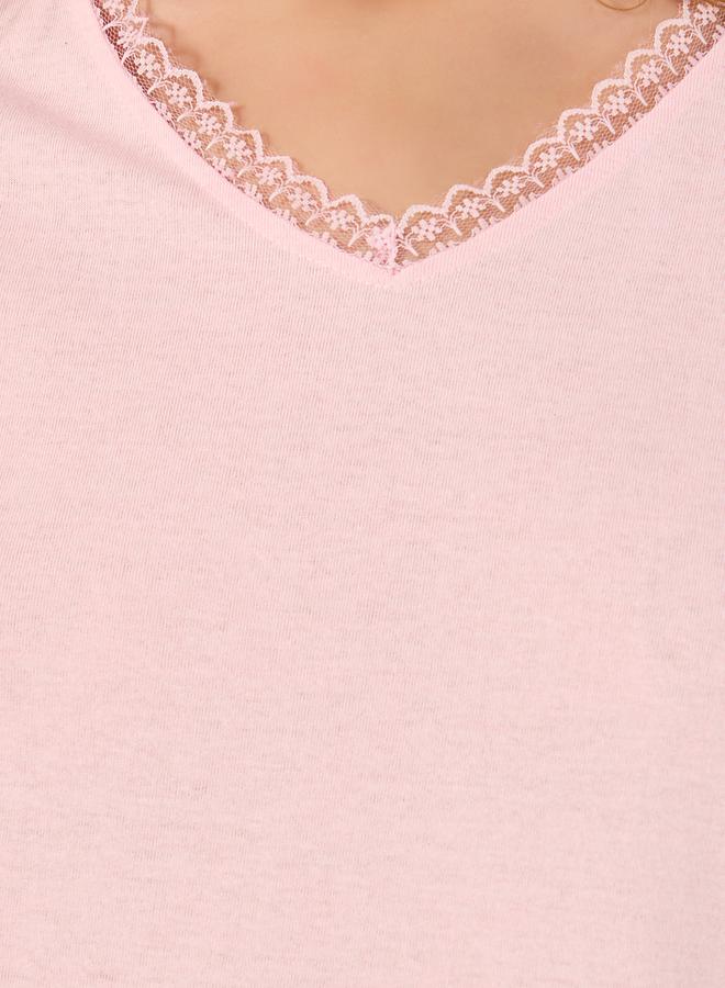 Styli LACE TRIM V NECK SIDE SLIT NIGHTDRESS - MIDI  - Image 3