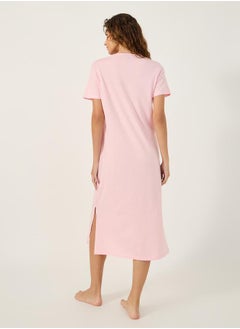 Styli LACE TRIM V NECK SIDE SLIT NIGHTDRESS - MIDI  - Image 4