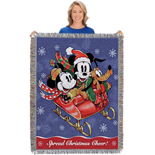 Disney Mickey Mouse, Sleigh Ride Woven Tapestry Throw Blanket, 48" x 60", Multi Color - Image 2
