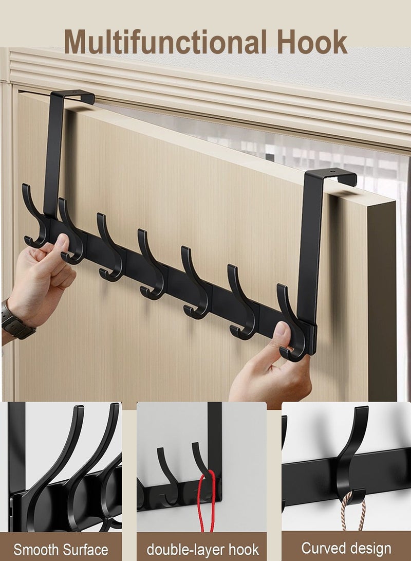 كيوبكسيل خطافات تعليق على الباب، علاقة باب متينة، رف مناشف، خطافات مناشف للحمام، 7 خطافات كبيرة تُعلق على الباب للحمام، غرفة النوم، المطبخ - Image 3