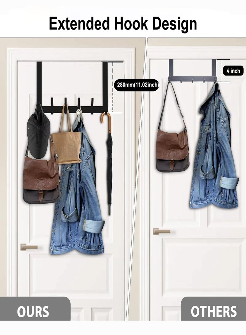 كيوبكسيل خطافات تعليق على الباب، علاقة باب متينة، رف مناشف، خطافات مناشف للحمام، 7 خطافات كبيرة تُعلق على الباب للحمام، غرفة النوم، المطبخ - Image 2