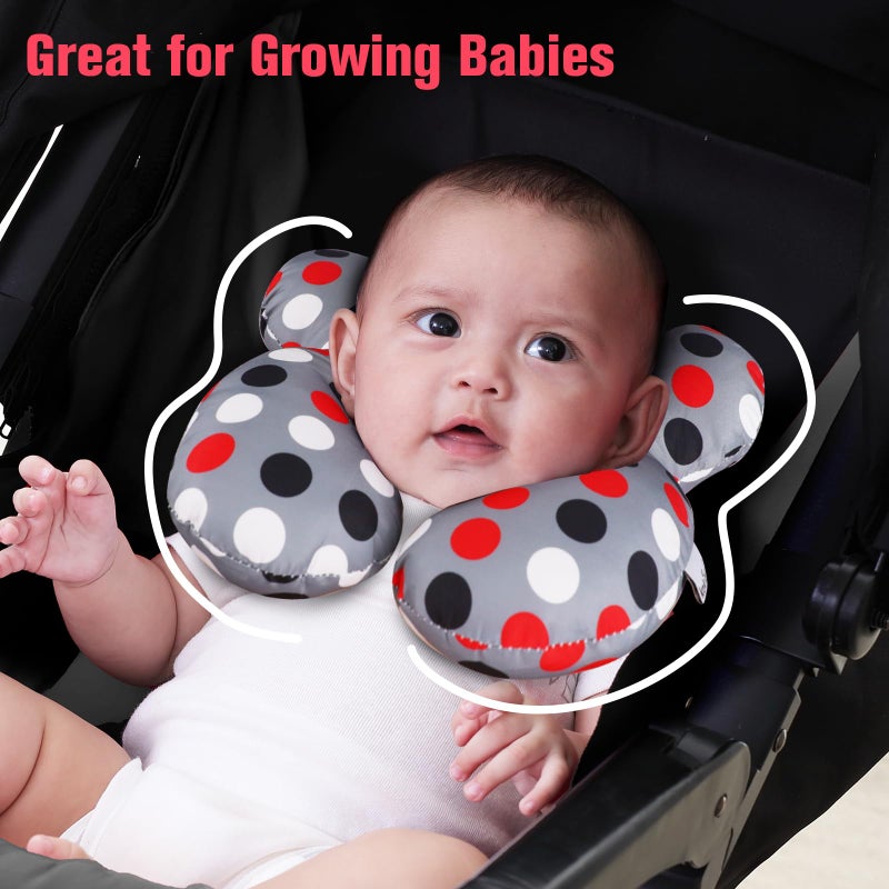 KAKIBLIN Baby Travel Pillow, Baby Neck Pillows for Car Seat,Upgraded Babies Head Pillow, Head and Neck Support for Car Seat, Pushchair,Travel (Grey Pot) - Image 4