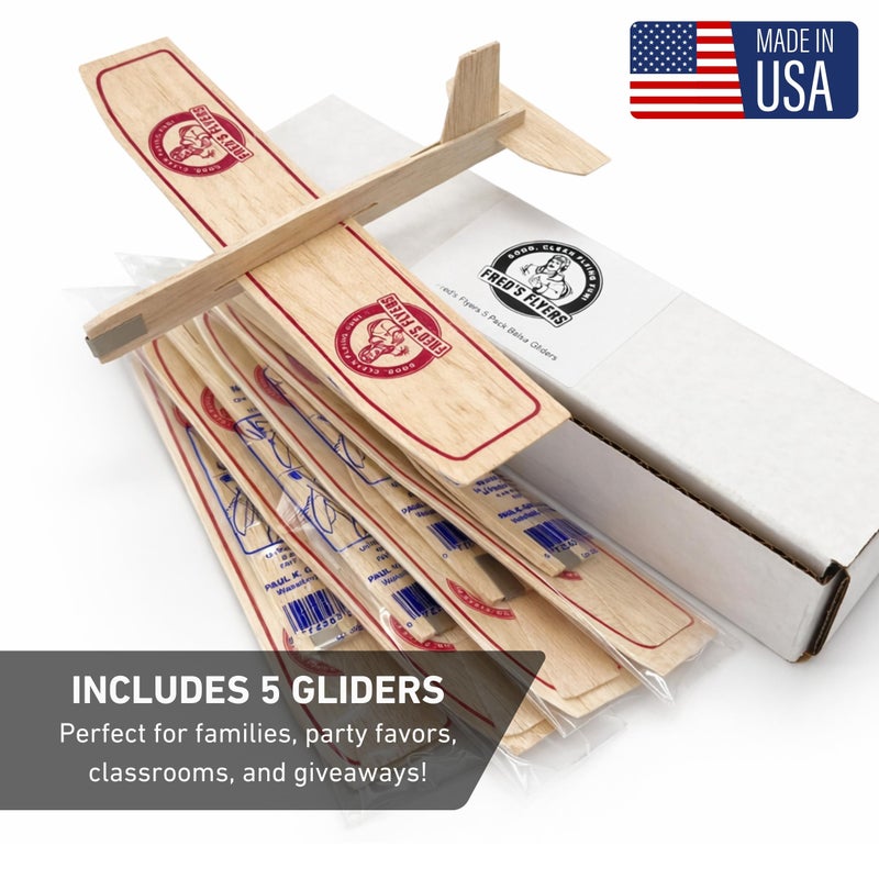 Fred's Flyers Balsa Wood Airplane Kits - 5-Pack - USA Made Wooden Glider Toy Planes for Kids - Image 2