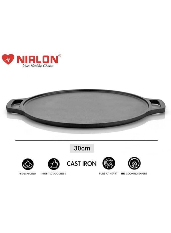 NIRLON Pre-Seasoned Cast Iron Dosa Tawa, 12 Inches (30 cm), Black, 100% Toxin-Free, Naturally Non-Stick, Long Lasting, Gas & Induction Stove-Friendly - Image 4