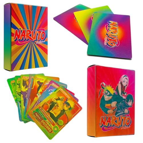 FowWelt Naruto Anime Card Desk Pack | 55 Foil Collectible CCG Cards | Premium Anime Playing Cards for Fans, Display & Gifting (Naruto - Rainbow) - Image 1
