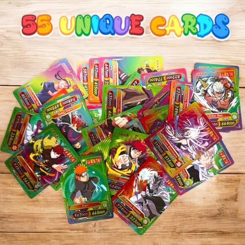 FowWelt Naruto Anime Card Desk Pack | 55 Foil Collectible CCG Cards | Premium Anime Playing Cards for Fans, Display & Gifting (Naruto - Rainbow) - Image 2