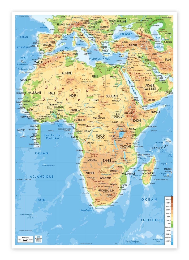 FIS FIS "AFRICA" Wall Map with Glossy Lamination, French Language, Size 70x100cm, Printed in Multicolour - FSMA70X100AFFN  - Image 1