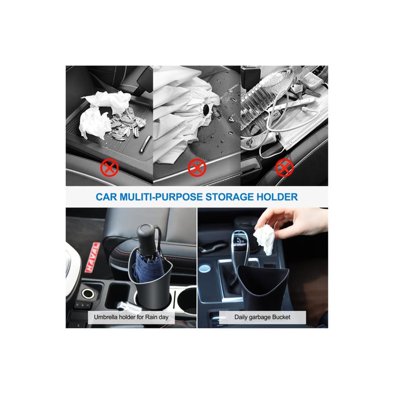 Zikra 2 Pack Hanging Car Trash Can, Car Garbage Bin Waterproof Waste Basket Seat Headrest Hooks Cylinder Storage Holders Multipurpose Car Umbrella Holder Vehicle Organizer for Car - Image 4